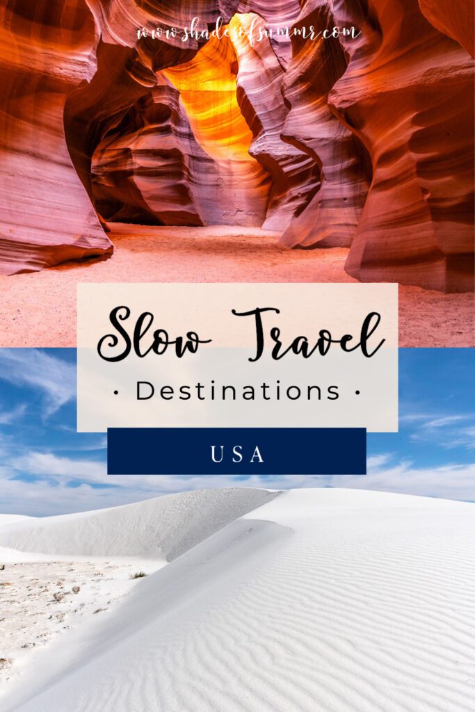 Collage of USA Slow Travel Destinations