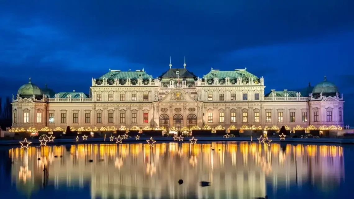 Belvedere in Vienna at Christmas with decorations