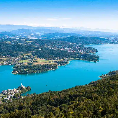 drone shot of wörthersee
