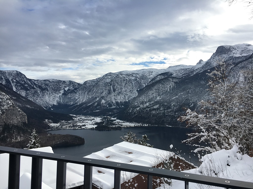 Hallstatt mountains covered in a blanket of snow
