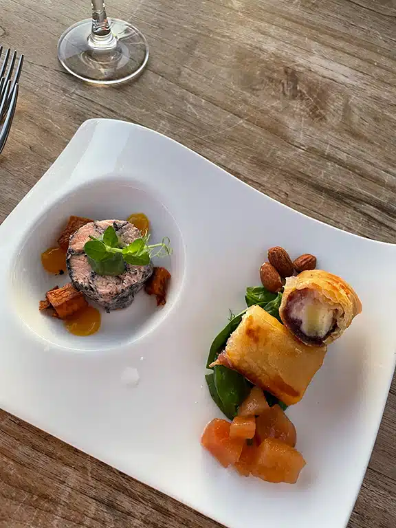 Salmon roll appetizer at Fort Nassau restaurant