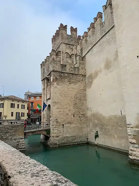 Castle with drawbridge in Lake Garda
