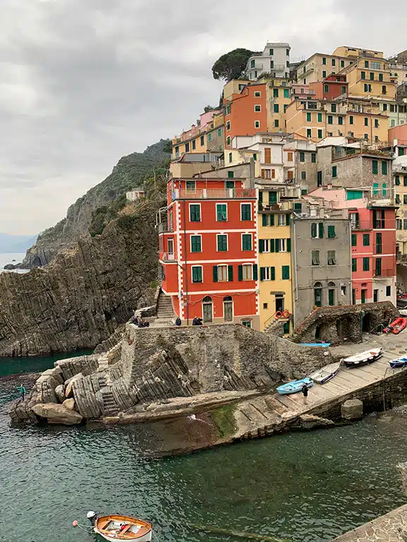 Riomaggiore in Cinque Terre with impressive cliffs
