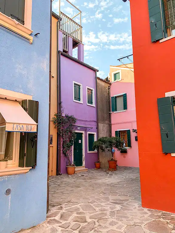 Alley with colored houses in Burano