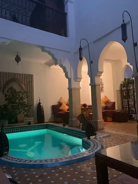 Riad Les Jardins Mandaline Marrakech Medina pool and lounge view
