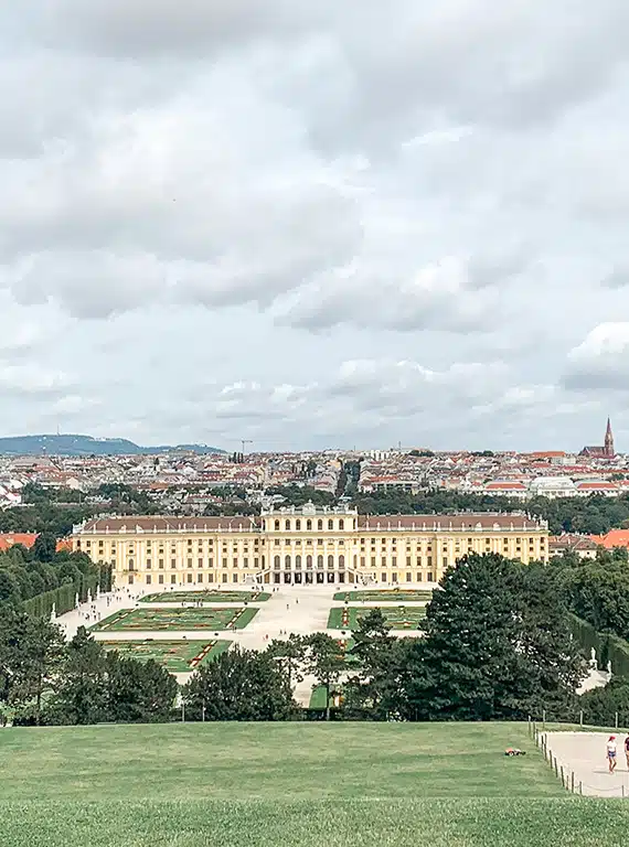 The amazing view of Schoenbrunn from the hill in the garden