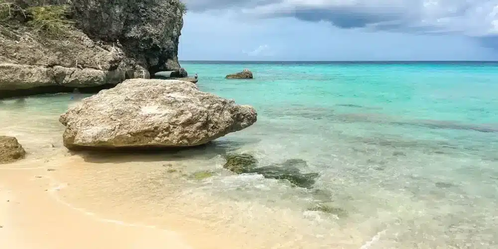 Curacao amazing blue water on white sandy beach of Kleine Knip