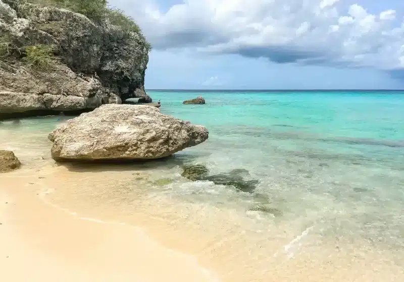 Curacao amazing blue water on white sandy beach of Kleine Knip