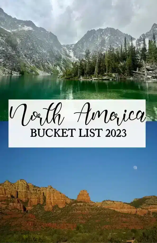 North America Bucket list 2023 pin with collage of pictures of America