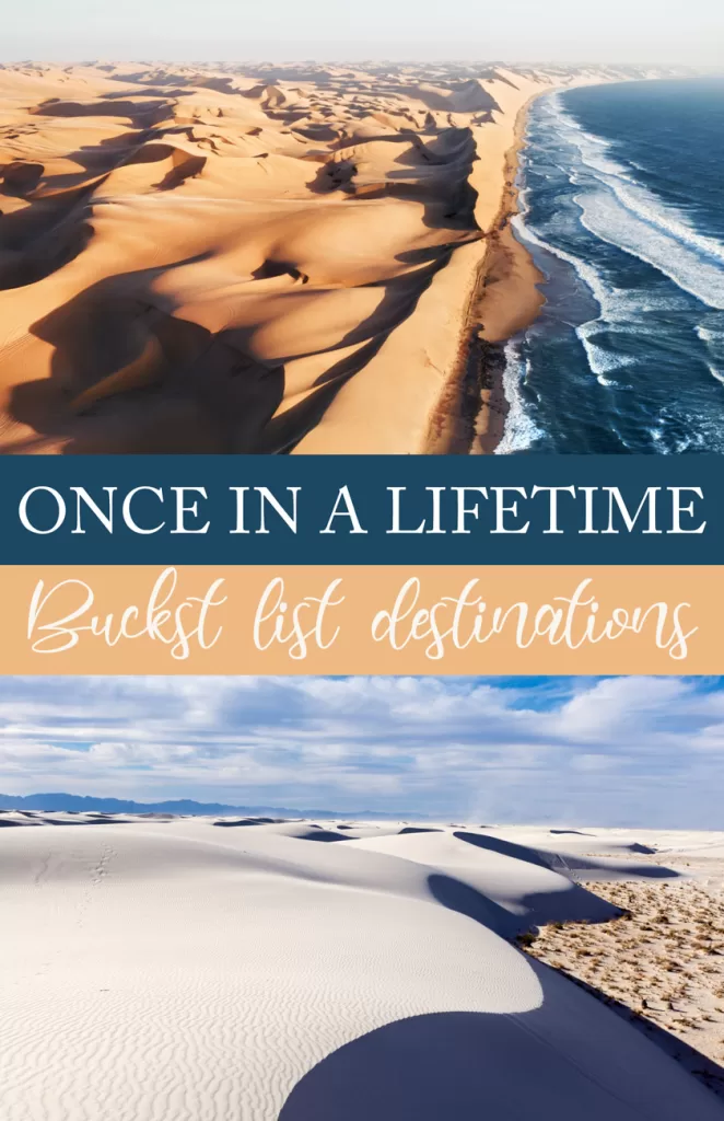 Pin Once in a Lifetime Bucket list destinations collage