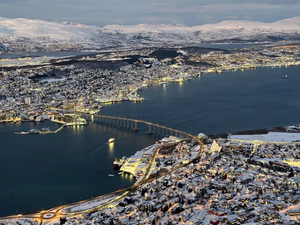 Aerial shot of Tromso in Norway Europe Bucket list