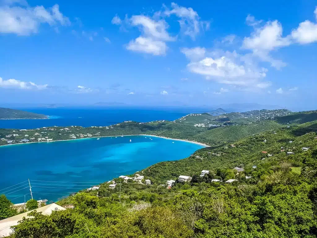 US Virgin Islands Caribbean crystal clear blue water from above