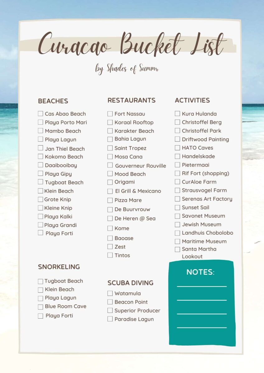 Curacao Bucket List
