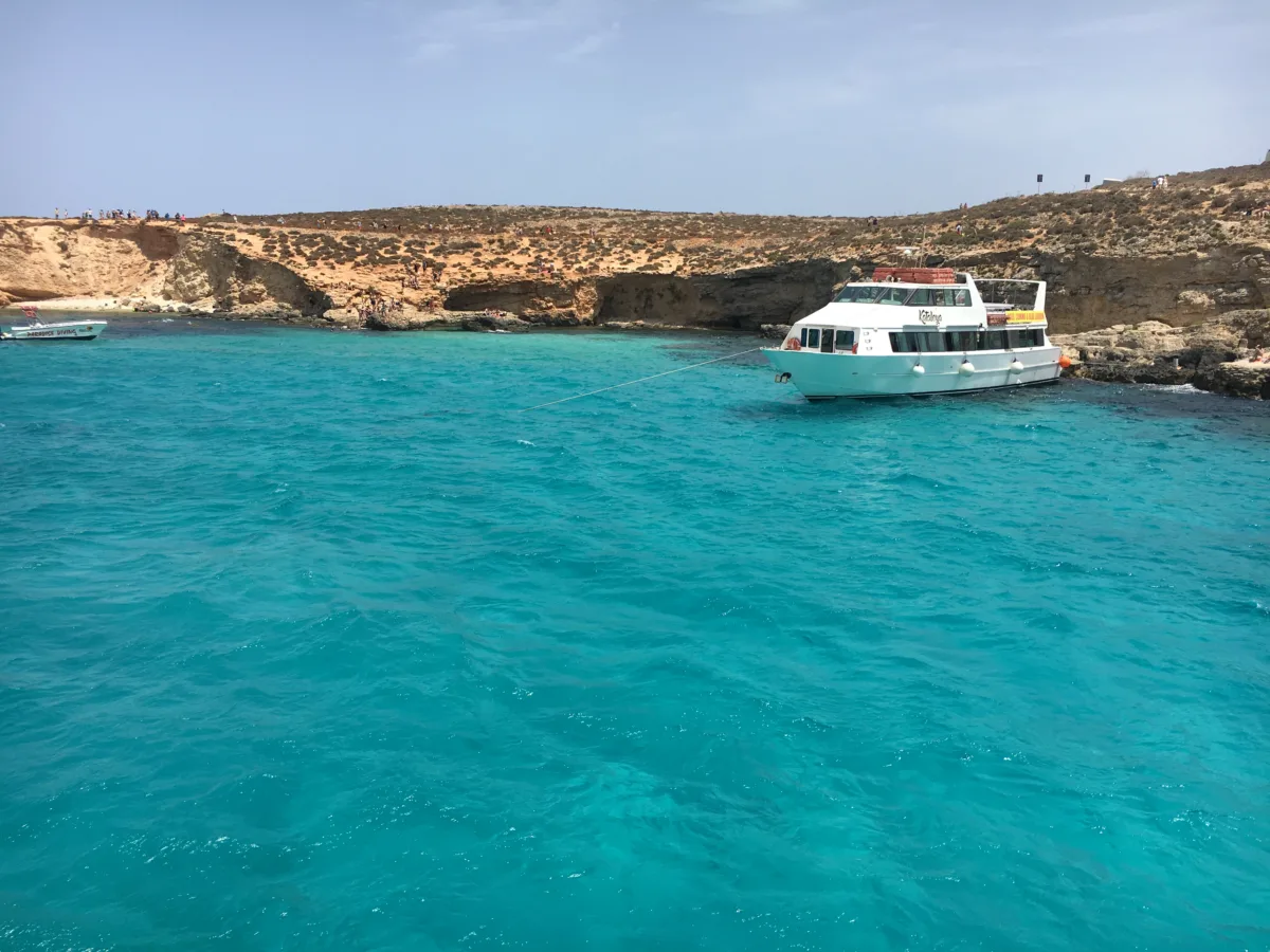 Blue lagoon in Malta with stunning blue water 