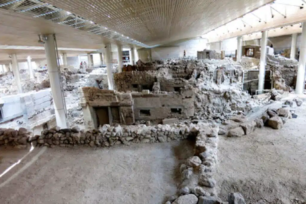 excavation site in Santorini called akrotiri archeological site