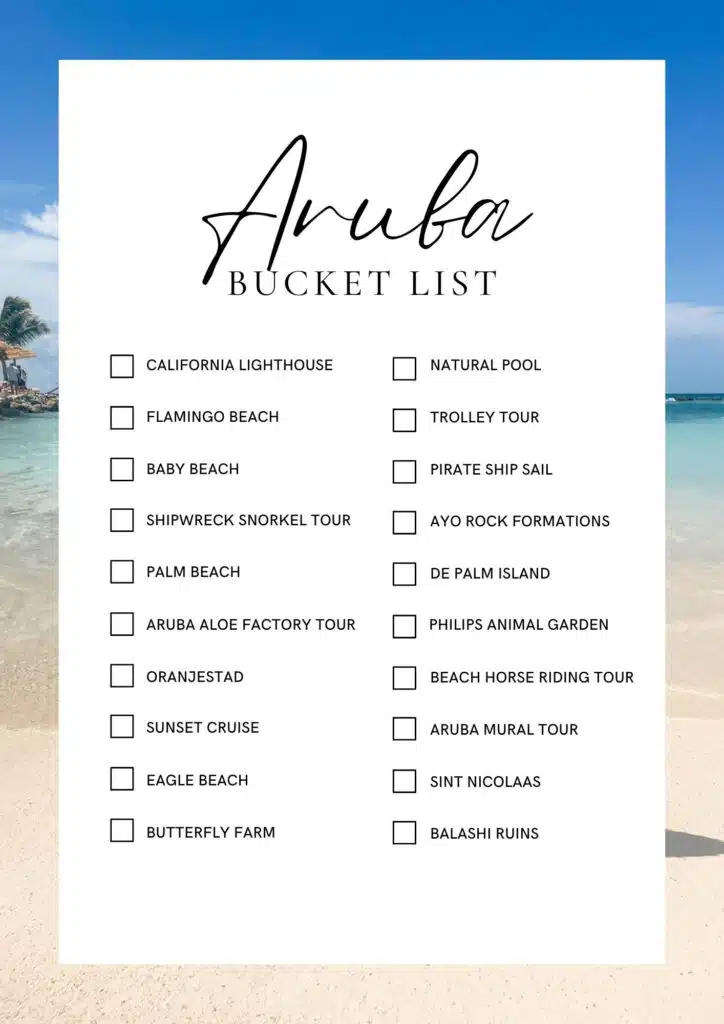 Aruba Bucket List Things to do in Aruba