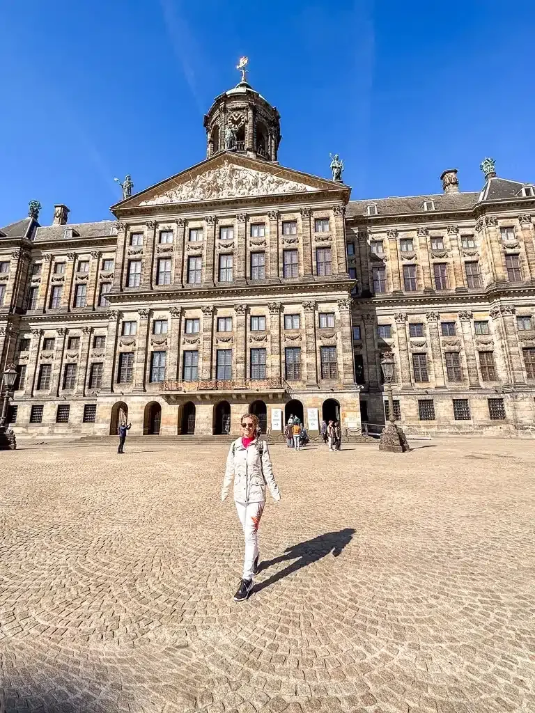 the author in front of the dam square and the royal palace