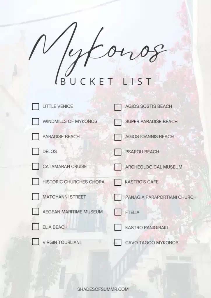 Mykonos Bucket List