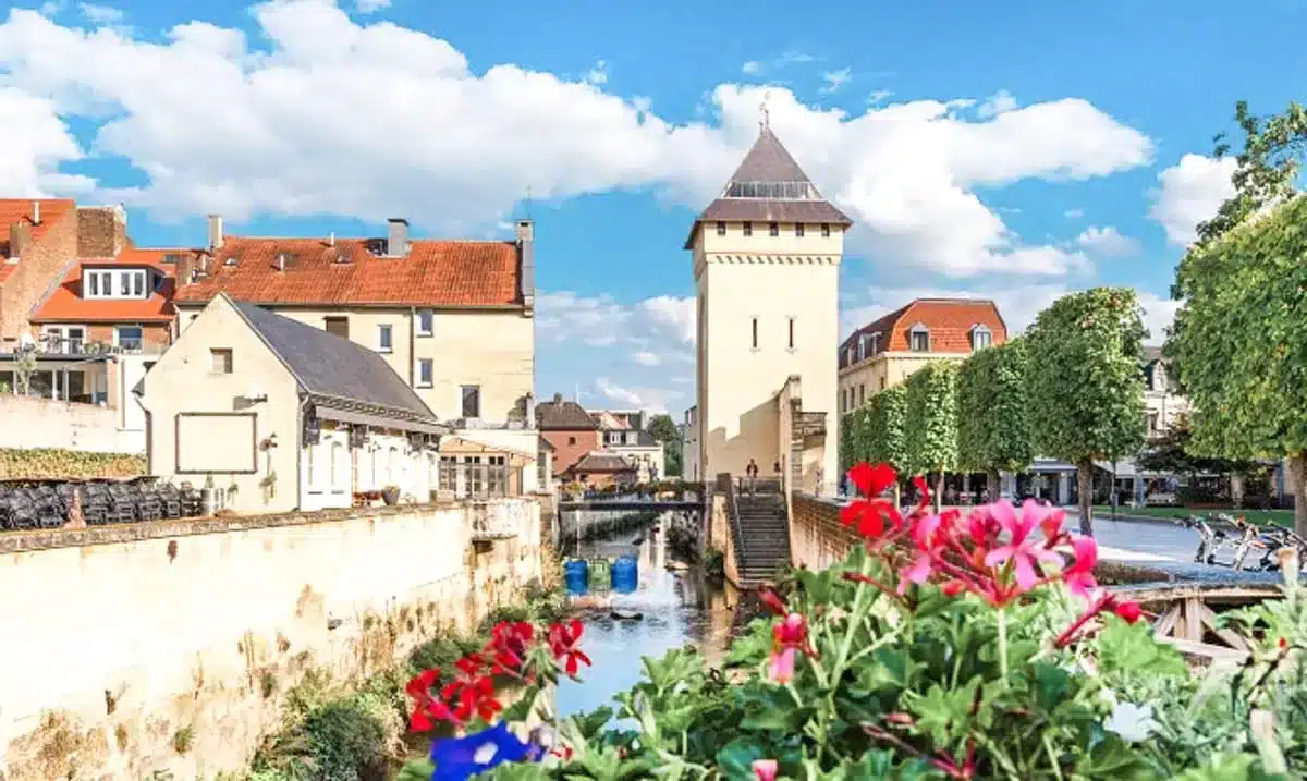 historic city center with flowers in valkenburg romantic weekend getaway from Amsterdam 