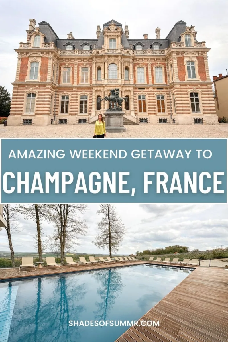 Pinterest Collage voor een geweldig weekendje weg naar de champagnestreek in frankrijk met een collage van foto's en tekst 3 dagen in Champagnestreek routebeschrijving