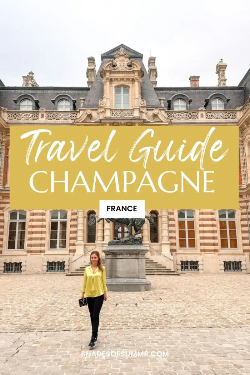 Pinterest Collage for an amazing weekend getaway to champagne region in france with a collage of pictures and text 3 days in Champagne region itinerary