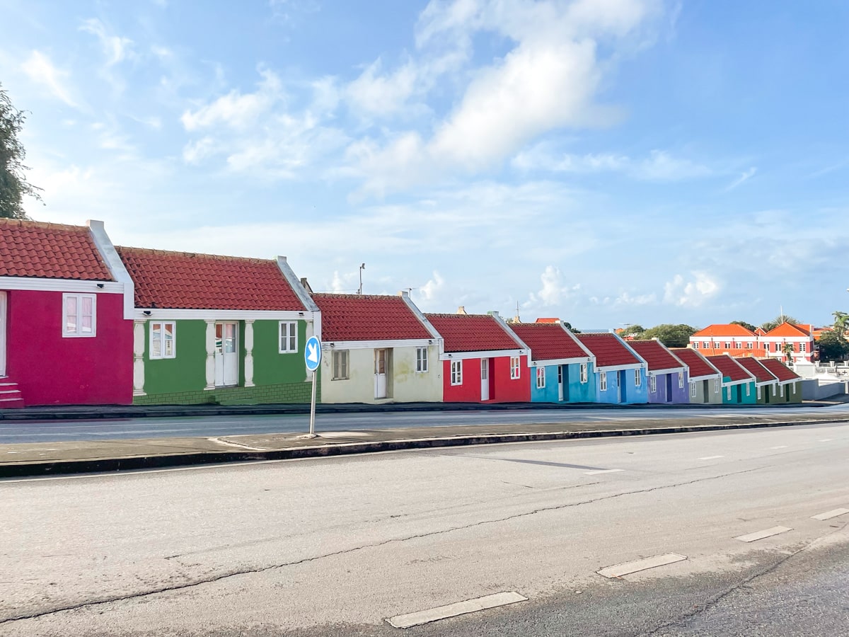 row of cute little colorful houses 