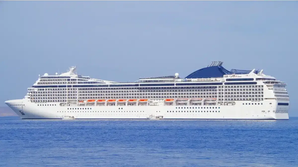 picture of the MSC Magnifica floating in front of the port at the Eastern meditereranean cruise ship