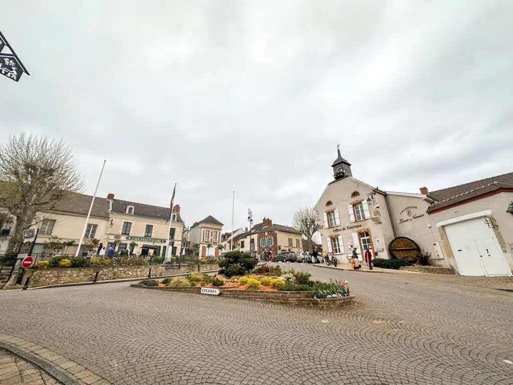 Village town square of hautvillers in champagne region