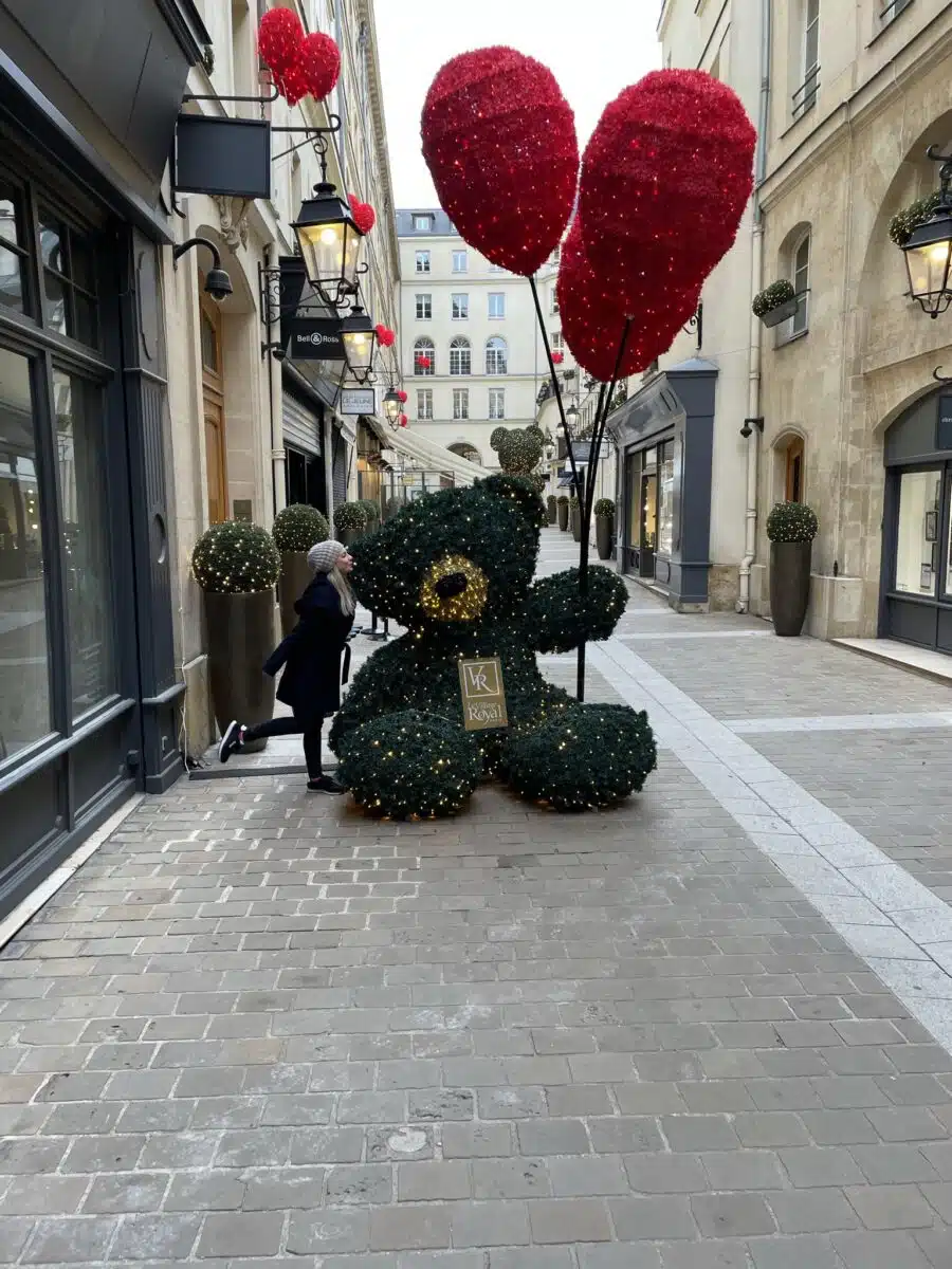 the author in paris before christmas with a cute decoration 