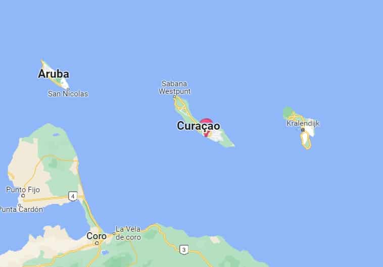 map of aruba bonaire and curacao dutch antilles showing aruba near south america 