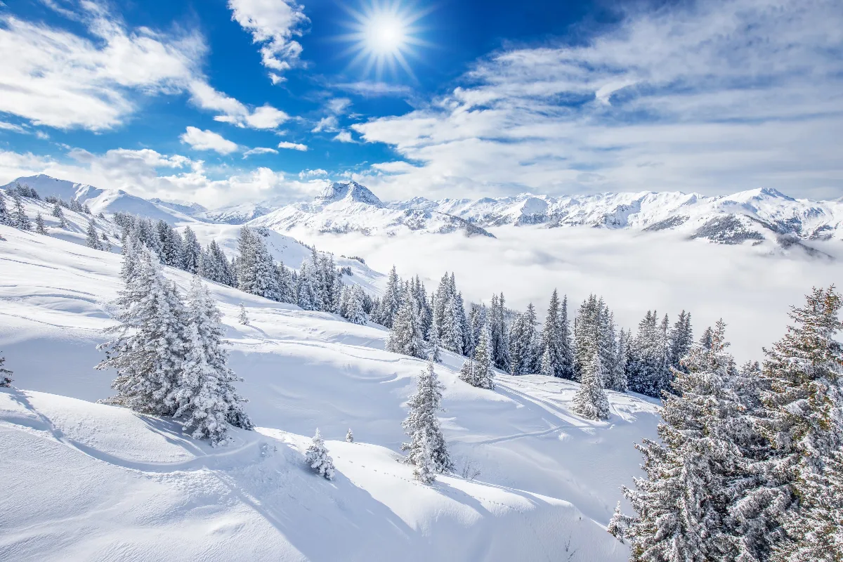 stunning winter landscape in the austrian alps around hallstatt