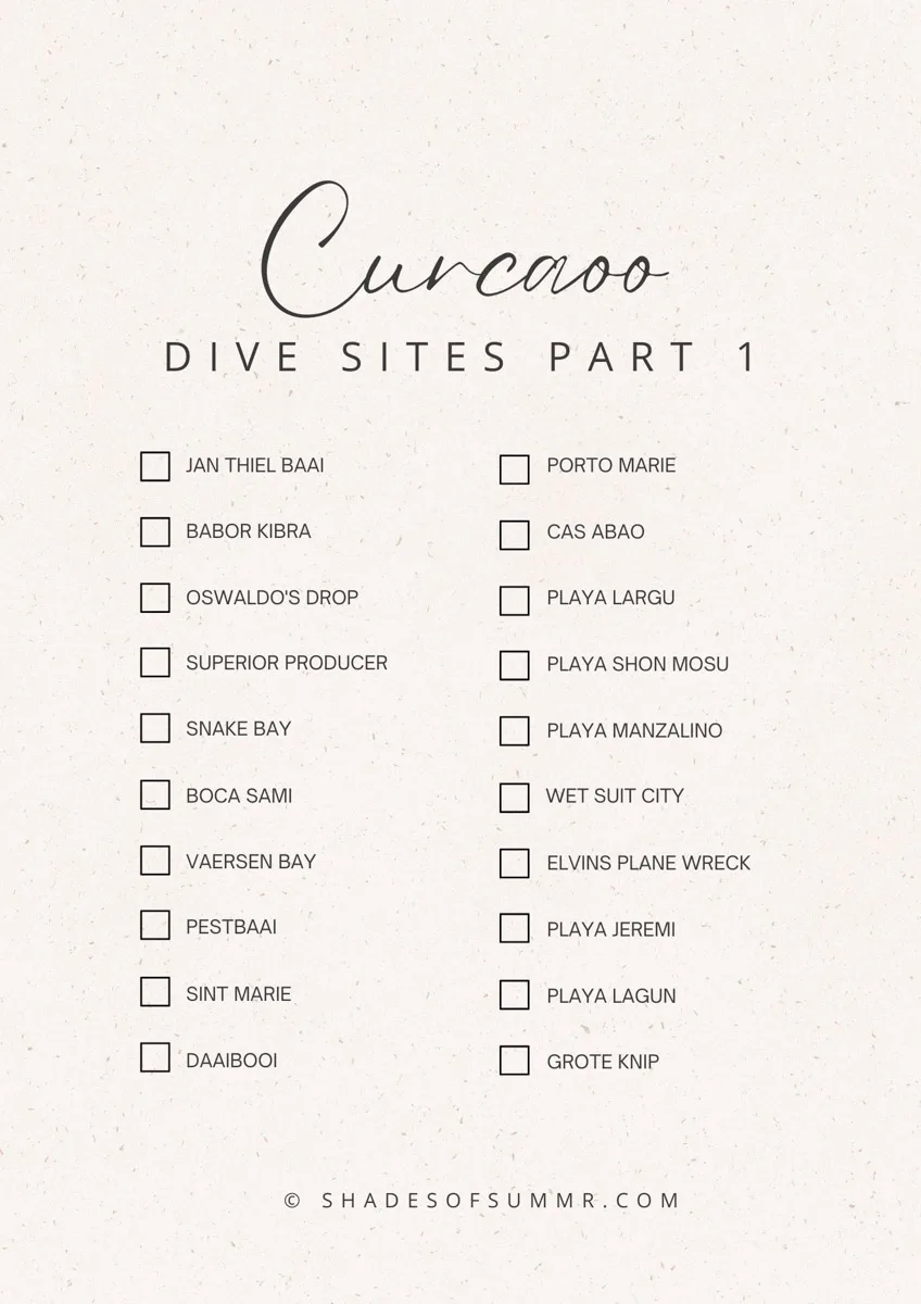 Curacao Scuba Diving Sites List