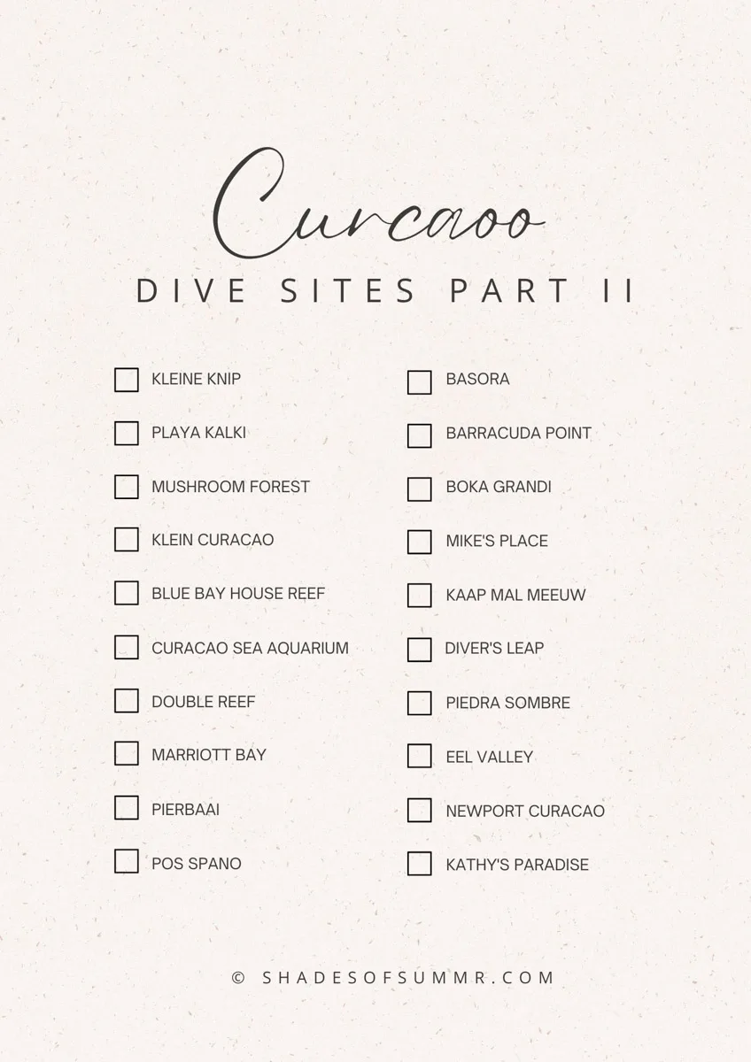 Curacao Scuba Diving Sites List