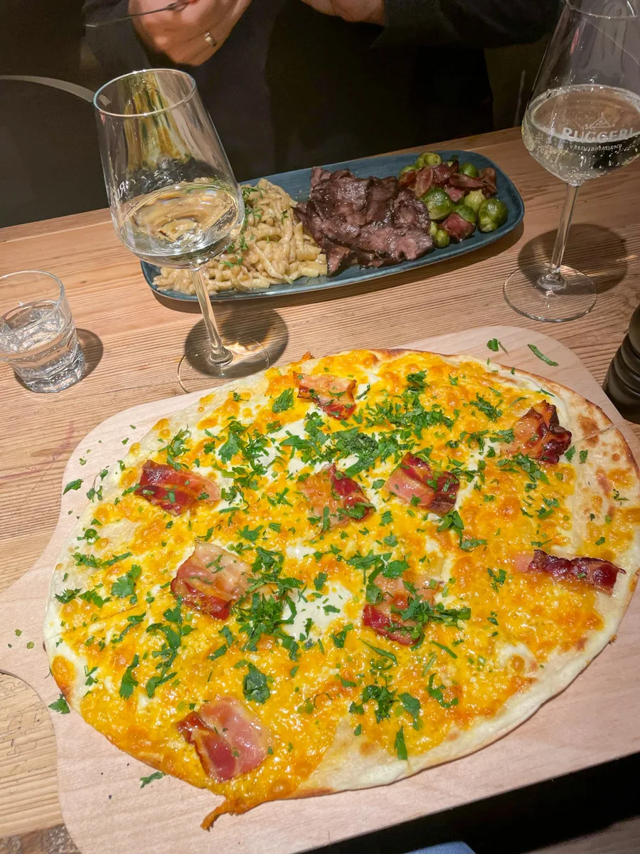 typical flatbread pizza of germany