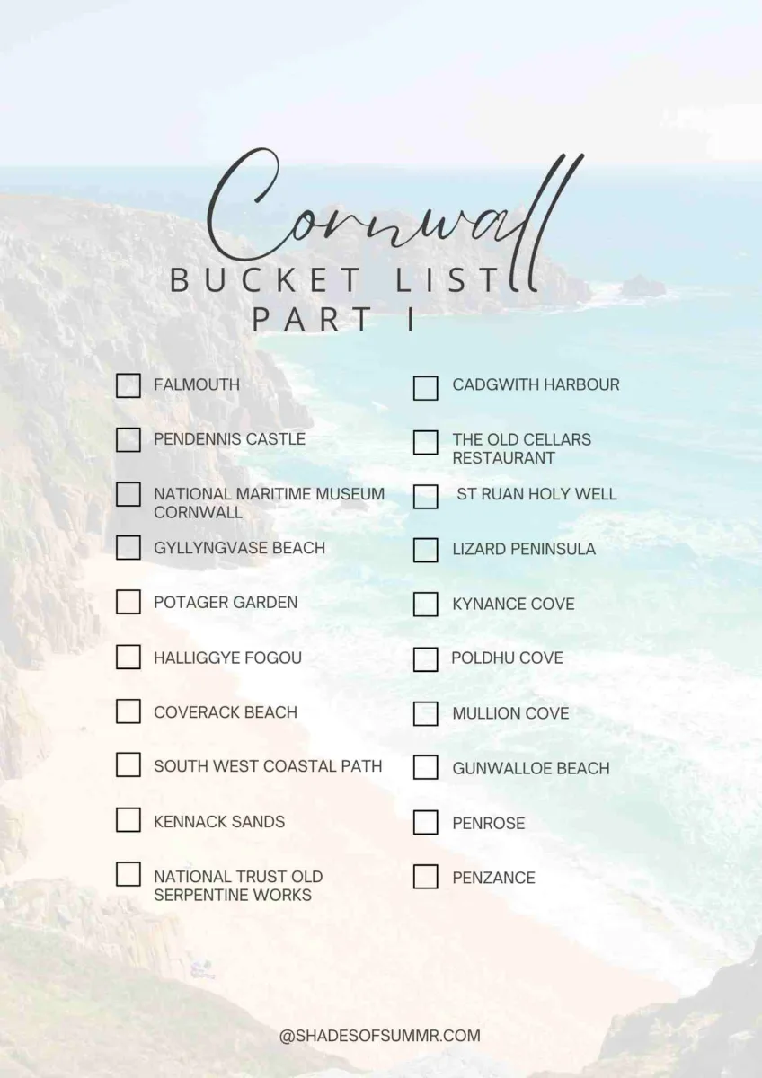 cornwall bucket list with 20 attractions on a road trip in cornwall