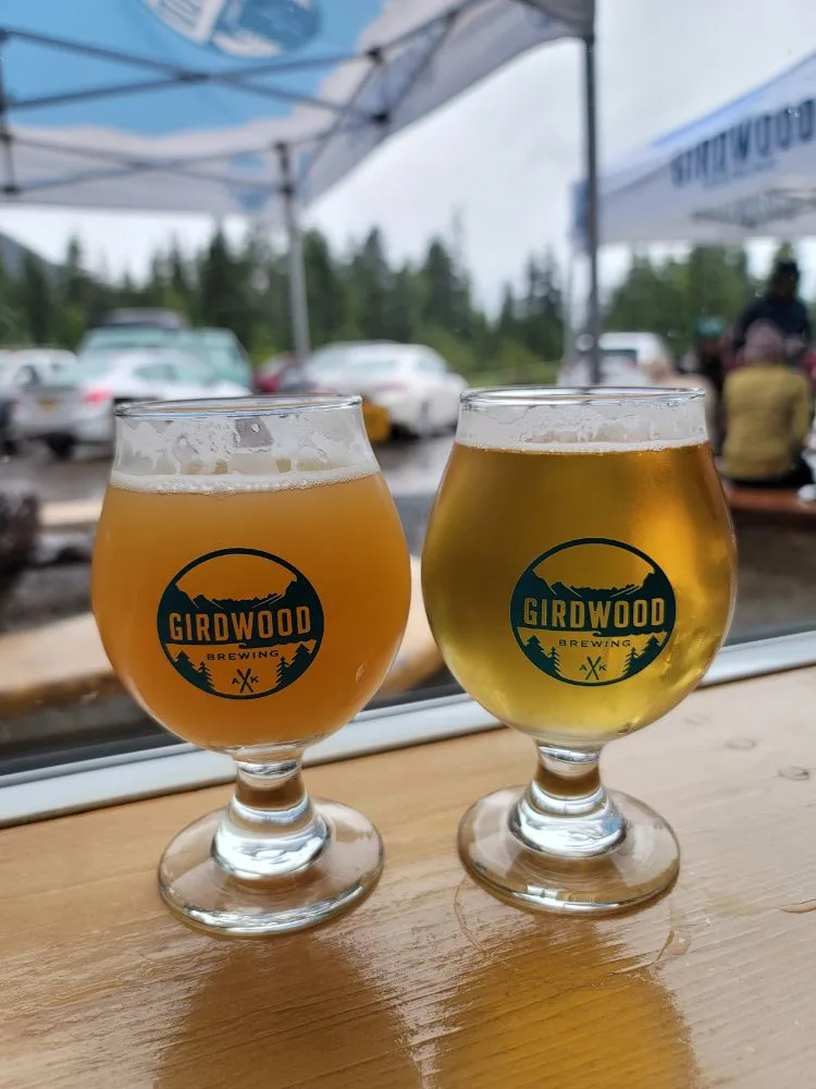 two beers at the girdwood brewery