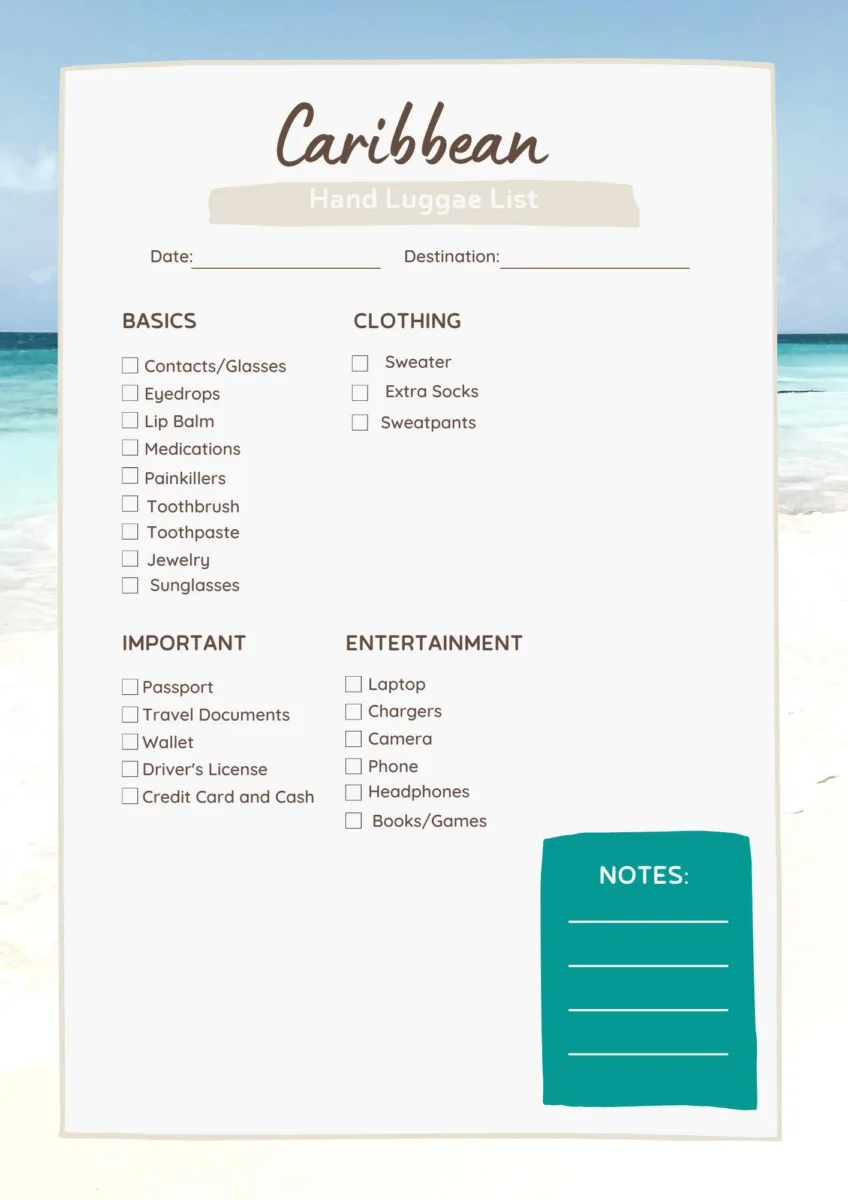 caribbean hand luggage packing list