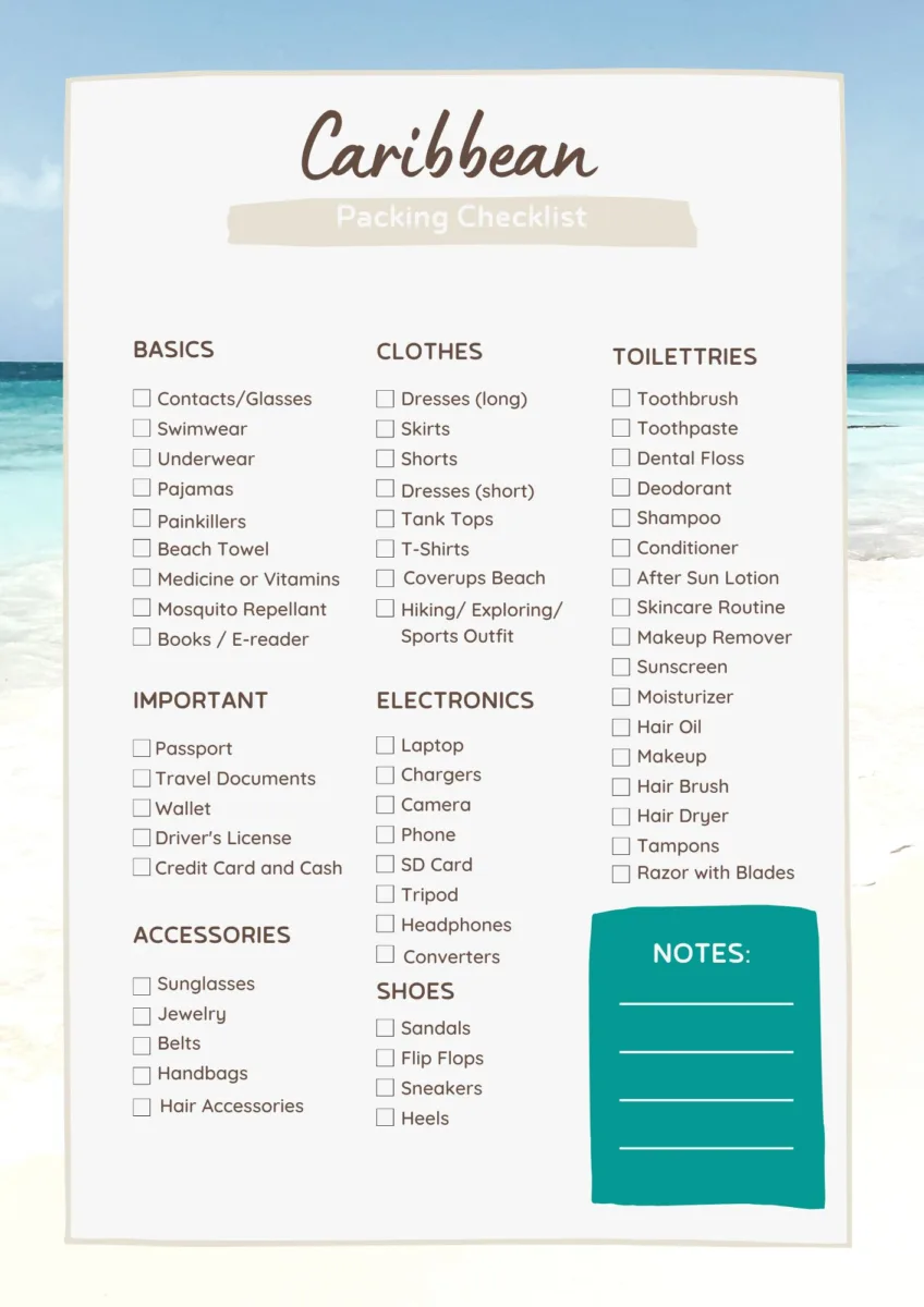 caribbean packing checklist
