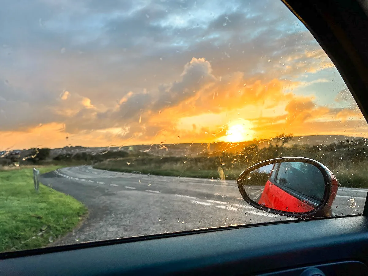sunset shot from the authors car