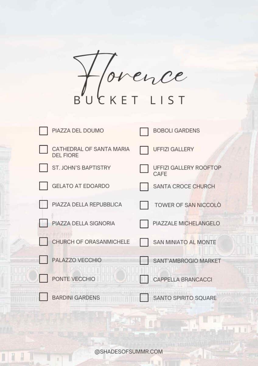 florence travel bucket list