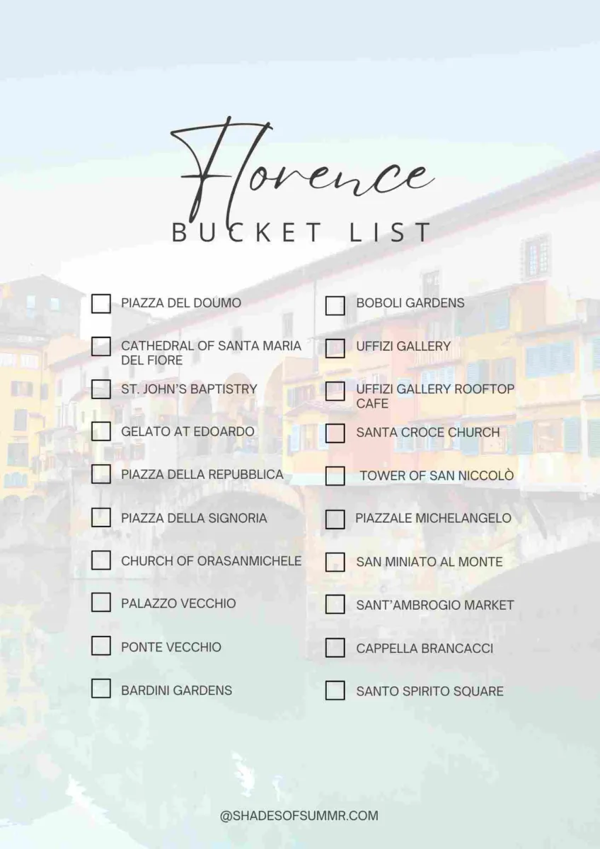 florence travel bucket list