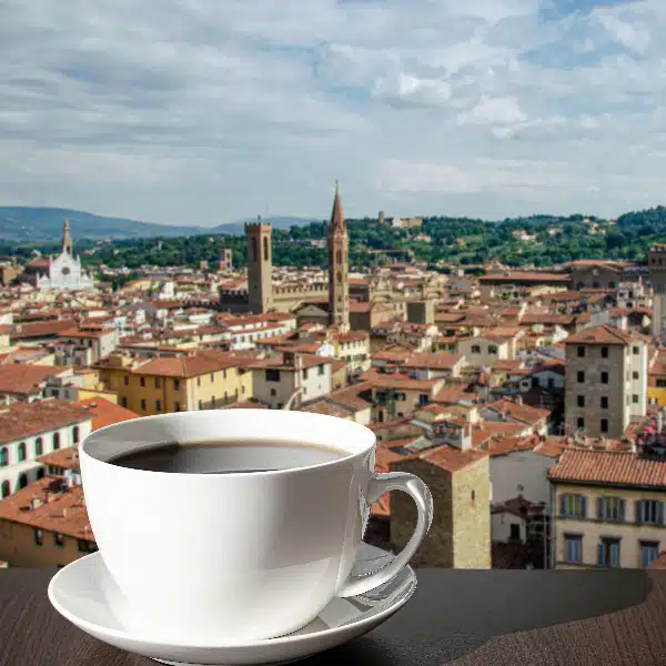 a cup of coffee in a hotel in florence