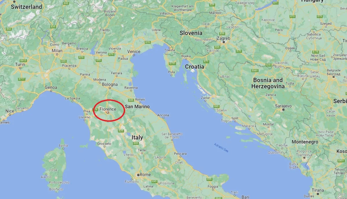 map of italy showing where exactly florence is