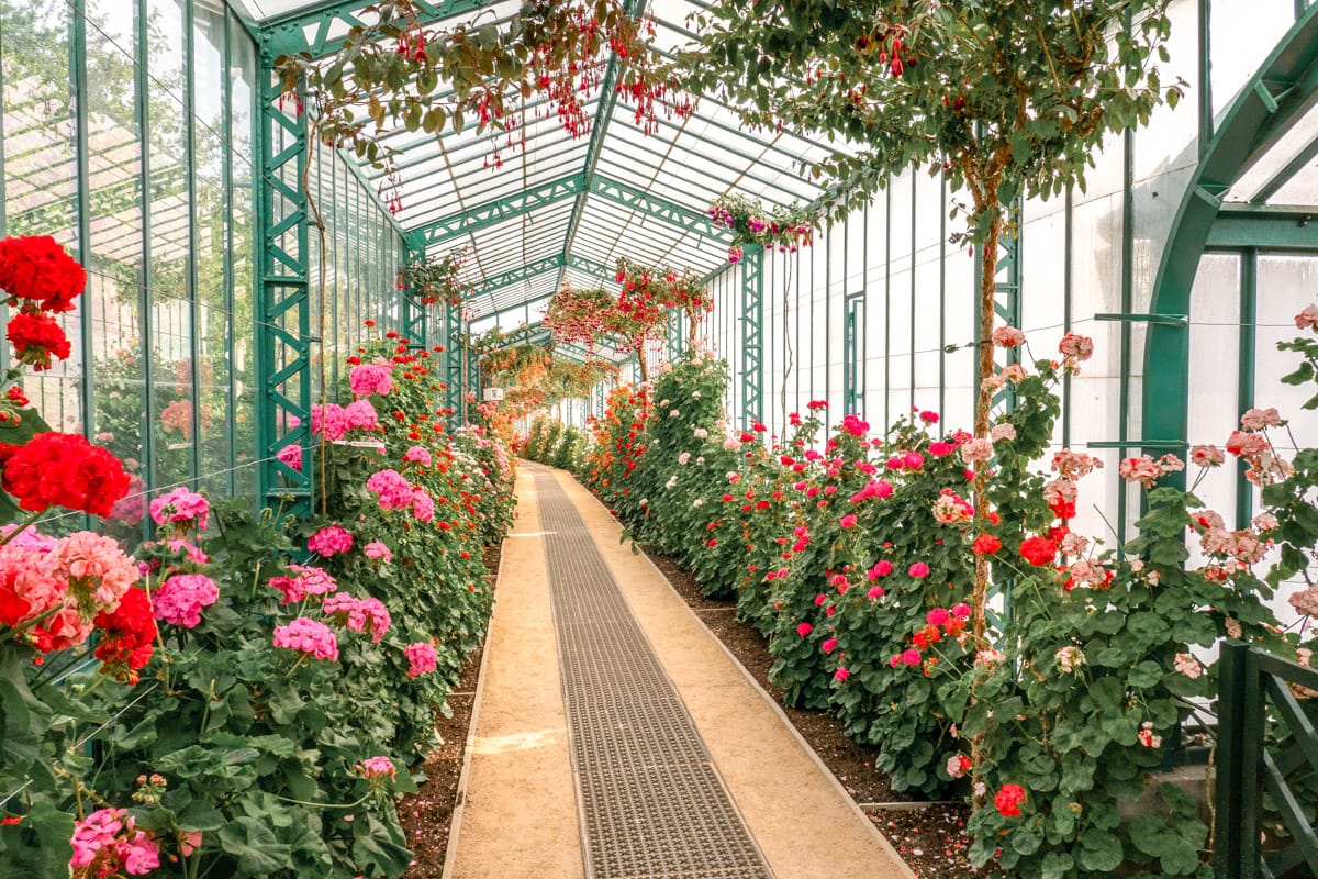 Brussels, Belgium, May 4, 2022. Royal Greenhouses of Laeken, Royal Castle of Laeken.Classical style greenhouses designed by Alphonse Balat in 1873 with pavilions, domes and galleries.