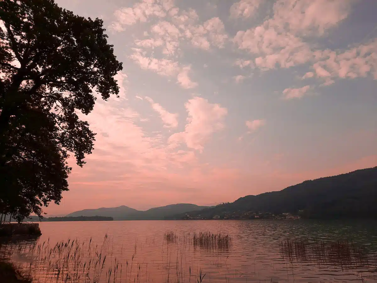 beautiful Wörthersee in Austria at sunset