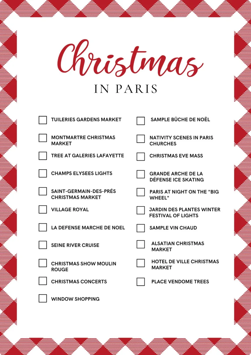 Christmas in Paris bucket list with lots of great christmas activities in paris