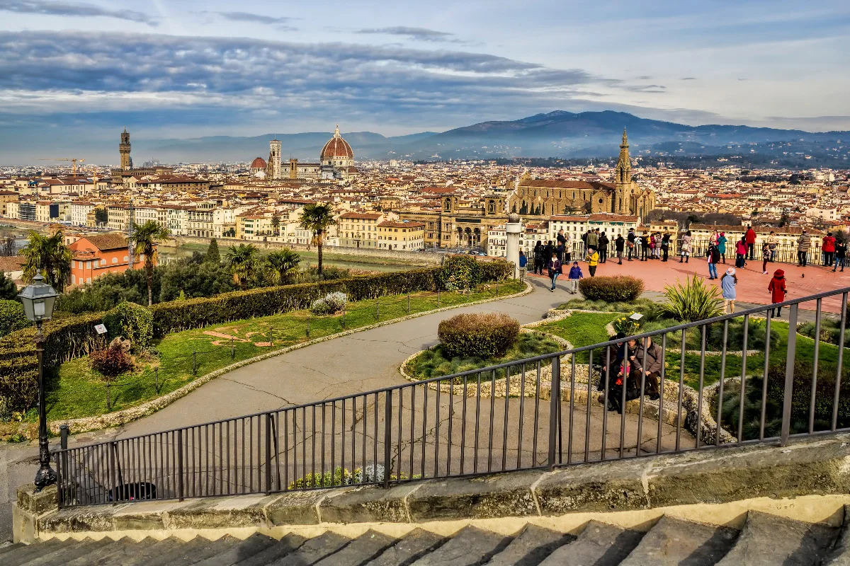 beautiful view over the skyline of florence from the piazzale michelangelo