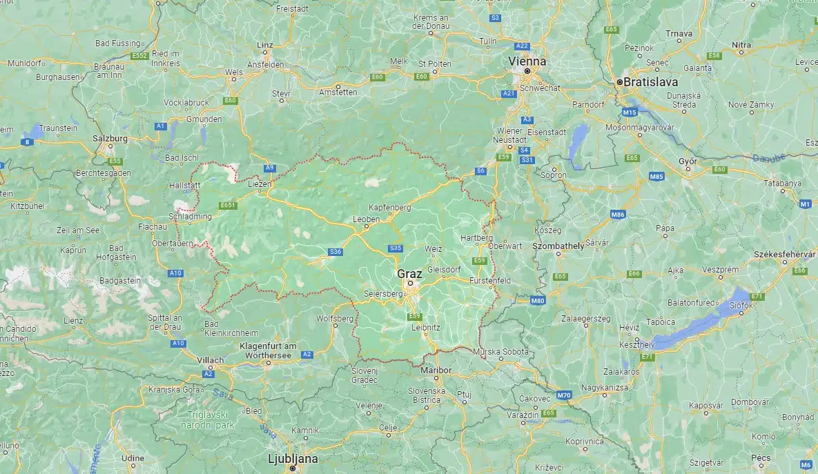 Location of Styria, Austria on a map