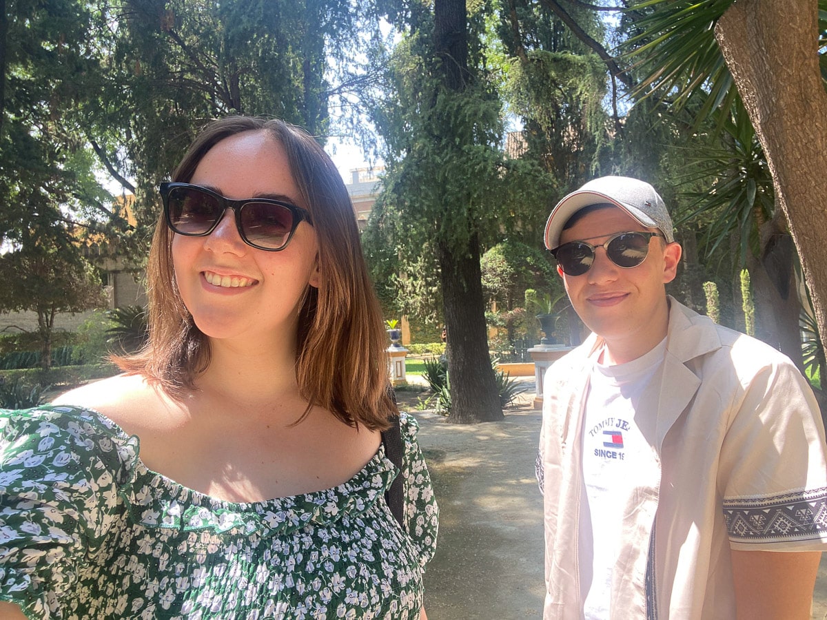 the author and her boyfriend in seville in a park
