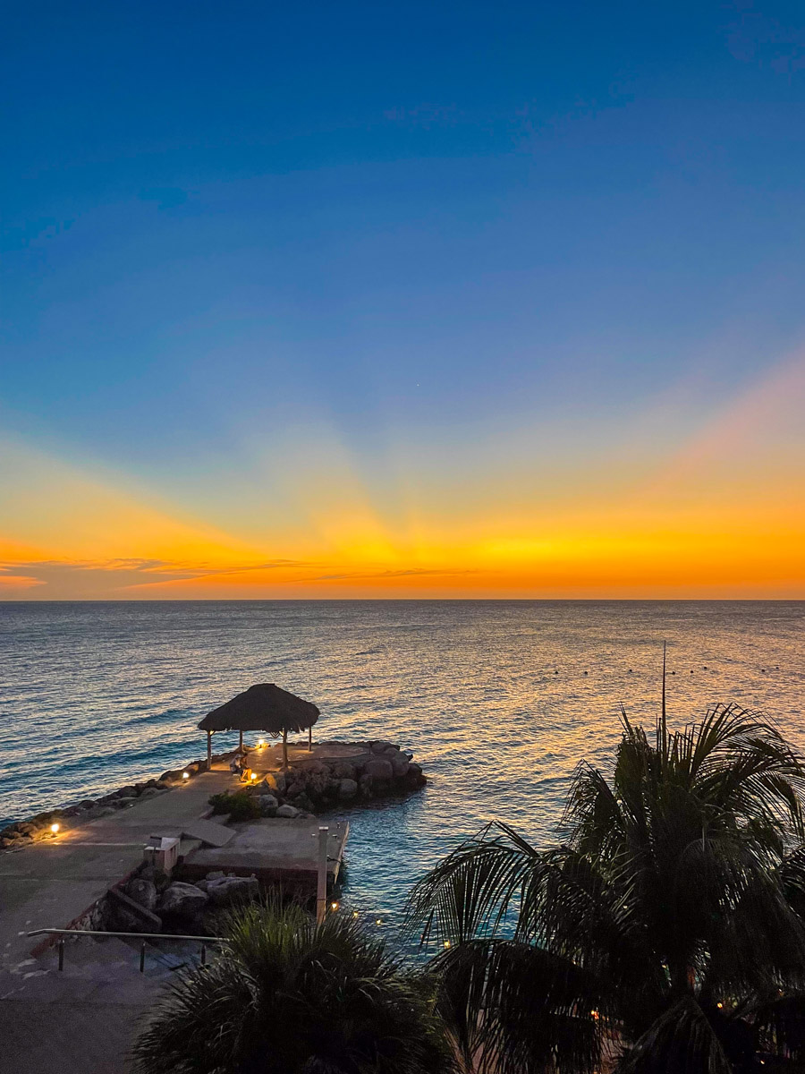 stunning sunset from the koraal rooftop restaurant in curacao